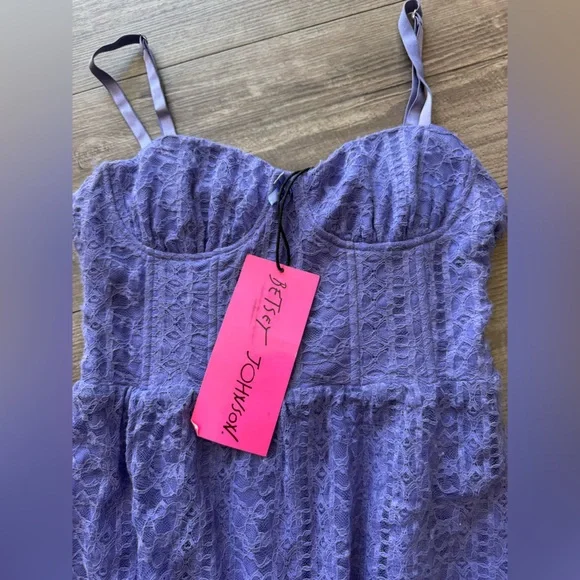 Betsey Johnson Lavender Lace Midi Dress